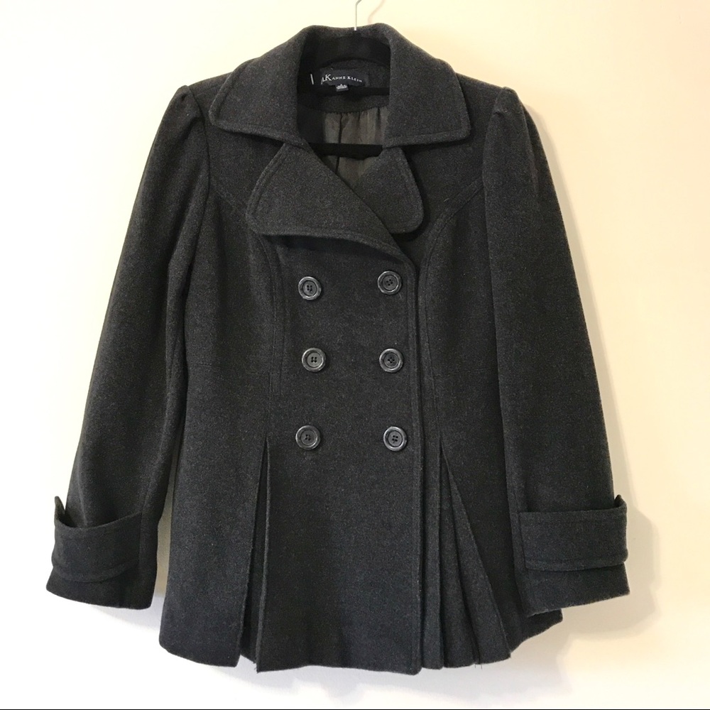 Anne Klein S 80% Wool Gray Pea Coat
